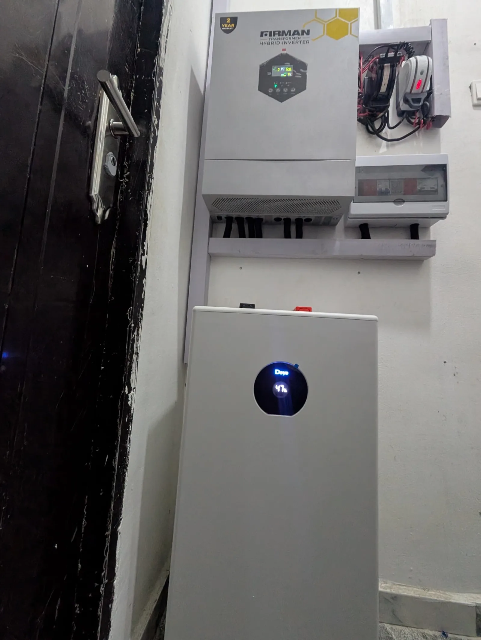 Solar power system equipment during installation and commissioning